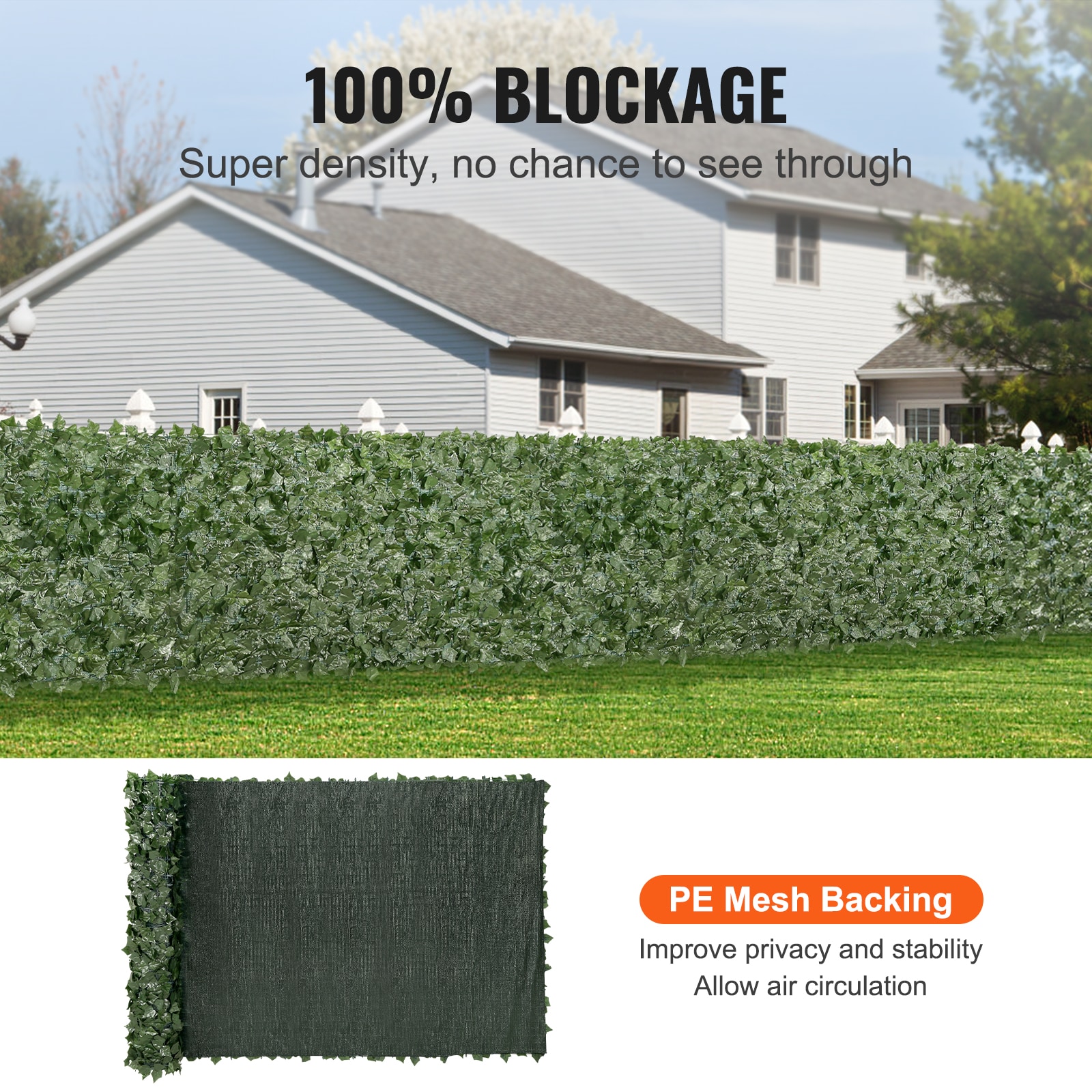 Ivy Privacy Fence, 59 X 158in Artificial Green Wall Screen, Greenery Ivy Fence W/ Mesh Cloth Backing And Strengthened Joint, Hedges Vine Leaf Decoration For Outdoor Garden, Yard, Balcony_maomaolike.com
